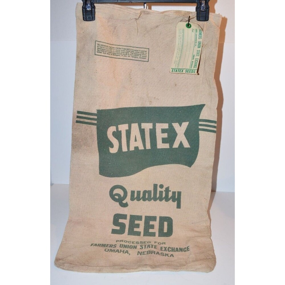 Vtg Statex Quality Seed Sack Bag Feed Farmers‎ Union State Exchange Omaha, NE